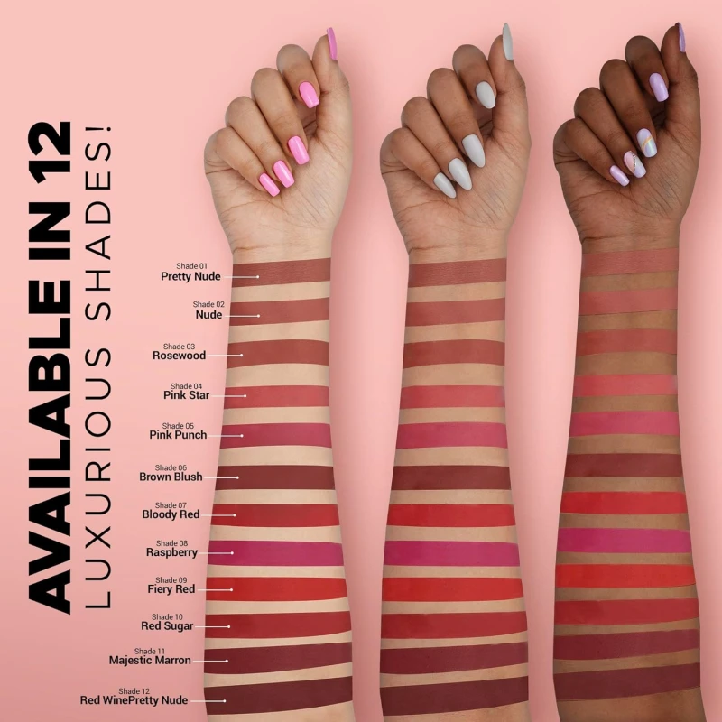 Hilary Rhoda Creamy Touch Lipstick | Infused with Olive Oil, Shea Butter & Vitamin E | Highly Pigmented & Creamy Texture | Long Lasting & Keeps Lips Moisturising - 4g (Red Wine - Shade 12) thumbnail 6